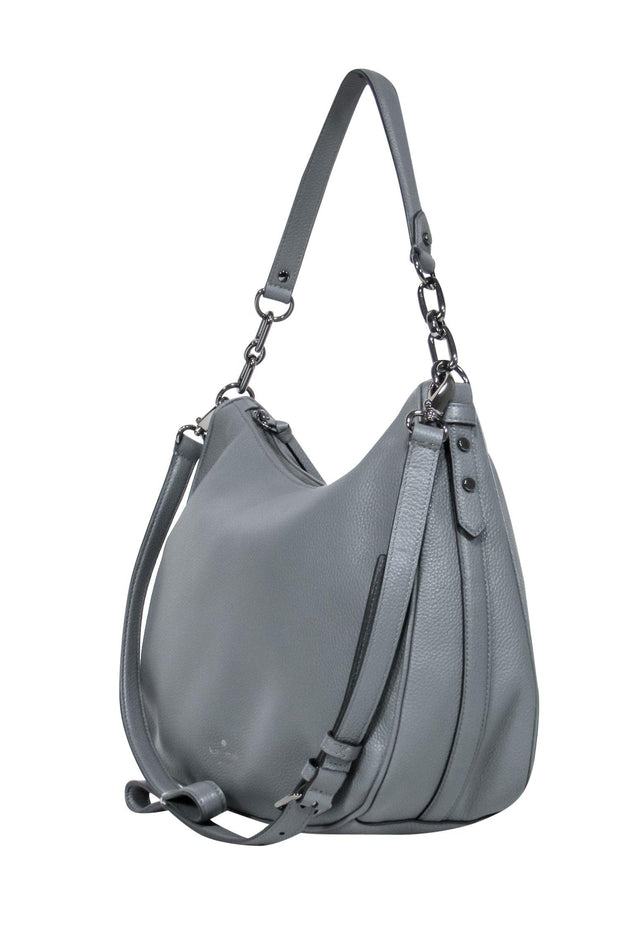 Kate Spade - Slate Gray Leather Convertible Saddle Bag – Current Boutique