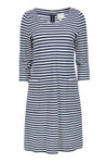 Striped Print Back Zipper Pocketed Shift Summer Scoop Neck Beach Dress