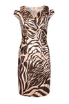 V-neck Sheath General Print Ruched Sheath Dress