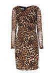 Cocktail Long Sleeves Animal Leopard Print Asymmetric Back Zipper Ruched Sheath Sheath Dress/Party Dress