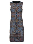 Fall Floral Print Sleeveless Collared Round Neck Shift Hidden Back Zipper Dress