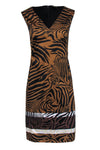 V-neck Cocktail Sheath Sleeveless Animal Zebra Print Hidden Back Zipper Colorblocking Sheath Dress/Party Dress