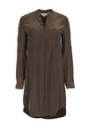 Button Front Silk Long Sleeves Shift Shirt Dress