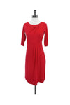 V-neck Pleated 3/4 Sleeves Dress