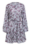 Spring Flowy Bell Sleeves Floral Print Shirt Dress