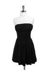Strapless Above the Knee Cotton Pleated Ruched Dress