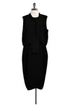 Keyhole Draped Back Zipper Slit Sleeveless Little Black Dress