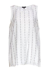 High-Low-Hem Tank Silk Embroidered Round Neck Striped Dots Print Tunic