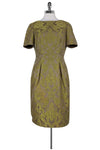 Short Sleeves Sleeves Sheath Jacquard Gathered Hidden Back Zipper General Print Sheath Dress