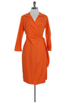 Ruched Belted Wrap Gathered Long Sleeves Dress