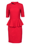 Sheath Peplum Hidden Back Zipper 3/4 Short Sleeves Sleeves Cocktail Scoop Neck Sheath Dress/Party Dress