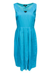 V-neck Sleeveless Summer Hidden Side Zipper Pleated Linen Flared-Skirt Dress