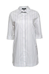 Collared Button Front Short Sleeves Sleeves Striped Print Shift Sweater Dress