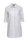 Shift Sweater Button Front Collared Short Sleeves Sleeves Striped Print Dress