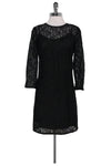 Back Zipper Lace Round Neck Shift Little Black Dress