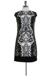 Animal Snake Floral Print Back Zipper Cap Sleeves Above the Knee Round Neck Dress