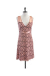 V-neck Hidden Side Zipper Floral Print Sleeveless Dress