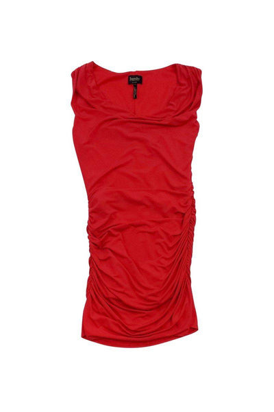 Cowl Neck Sleeveless Gathered Hidden Side Zipper Evening Dress
