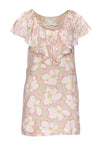 Floral Print Spring Shift Scoop Neck Short Sleeves Sleeves Dress With Ruffles