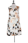 Tall A-line V-neck Side Zipper Pocketed Sleeveless Collared Floral Print Dress