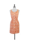 Sleeveless Button Front Pocketed General Print Round Neck Dress