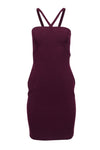 Sleeveless Hidden Back Zipper Fitted Straight Neck Bodycon Dress