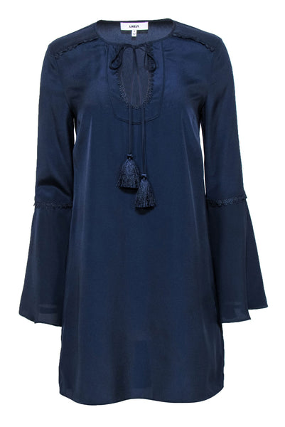 Tall Shift Lace Trim Flowy Bell Sleeves Polyester Dress