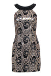 Tall Sophisticated Cocktail Sleeveless Dog Print Beaded Back Zipper Party Dress