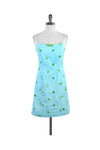 Hidden Back Zipper Embroidered General Print Spaghetti Strap Dress With a Bow(s)