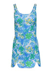 Short Polyester Summer Sleeveless Floral Print Scoop Neck Bodycon Dress