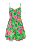 A-line Floral Print Sweetheart Side Zipper Dress With a Bow(s)