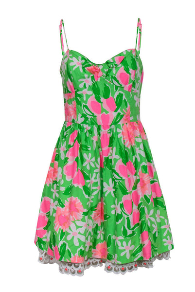 A-line Sweetheart Side Zipper Floral Print Dress With a Bow(s)