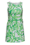 Floral Print Lace Trim Fitted Round Neck Dress