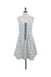 Pocketed Front Zipper Spaghetti Strap Full-Skirt Cotton General Print Dress