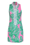 Sleeveless Sheath Front Zipper Embroidered Summer Dog Print Beach Dress/Sheath Dress