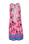 Sleeveless General Print Back Zipper Pocketed Embroidered Shift Sheath Beach Dress/Sheath Dress