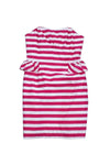Strapless Striped Print Back Zipper Peplum Cotton Dress