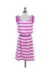 Elasticized Waistline Sleeveless Striped Floral Print Polyester Dress With Ruffles