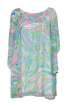 Scoop Neck Sheer Abstract Dog Print Shift Beach Dress