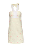 Cotton Embroidered Summer Striped Print Halter Dress