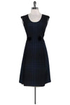 Plaid Print Sleeveless Hidden Back Zipper Fitted Round Neck Dress