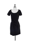 Short Sleeves Sleeves Tie Waist Waistline Shift Pleated Side Zipper Pocketed Dress