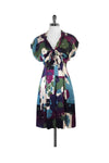 Hidden Side Zipper Self Tie Floral Print Dress