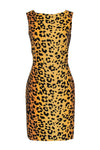 Round Neck Animal Leopard Print Cocktail Hidden Side Zipper Sheath Sleeveless Sheath Dress/Party Dress