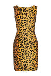 Sheath Hidden Side Zipper Animal Leopard Print Cocktail Sleeveless Round Neck Sheath Dress/Party Dress