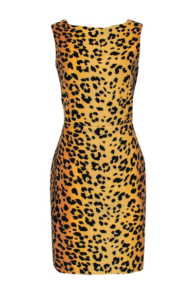 Sheath Round Neck Hidden Side Zipper Cocktail Animal Leopard Print Sleeveless Sheath Dress/Party Dress