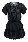 Elasticized Dropped Waistline Round Neck Short Sleeves Sleeves Summer Short Dress With Ruffles