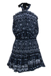 General Print Viscose Summer Self Tie Flared-Skirt Short Sleeveless Dress With Ruffles