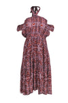 Rayon Summer General Print Flowy Tiered Off the Shoulder Dress With Ruffles