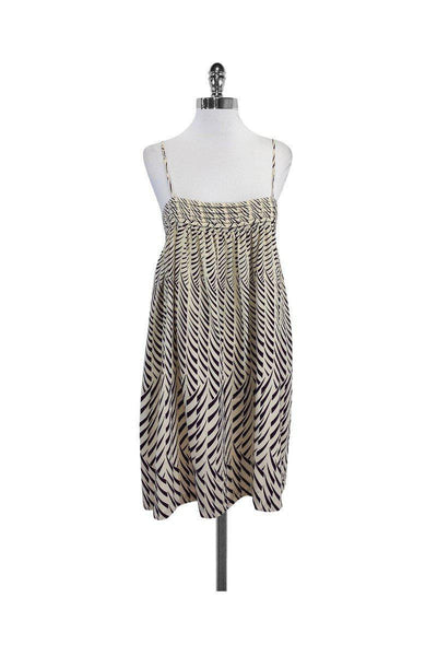 General Print Hidden Side Zipper Spaghetti Strap Silk Dress